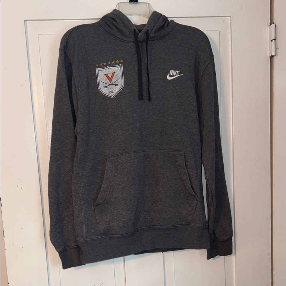 NIKE UVA Cavalier Men's Gray Hoodie Small University of Virginia Logo College